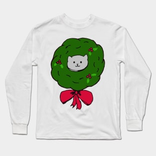 Kitty in Christmas Wreath! Long Sleeve T-Shirt